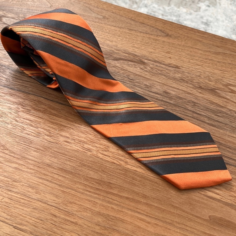 TED BAKER 100% Silk Tie Diagonal Stripes Orange Grey Business Event WPL 2831